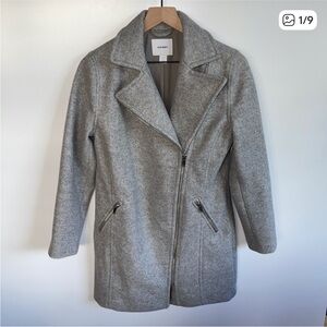 Old Navy Gray Wool moto side zip Coat XS warm fall winter Pea